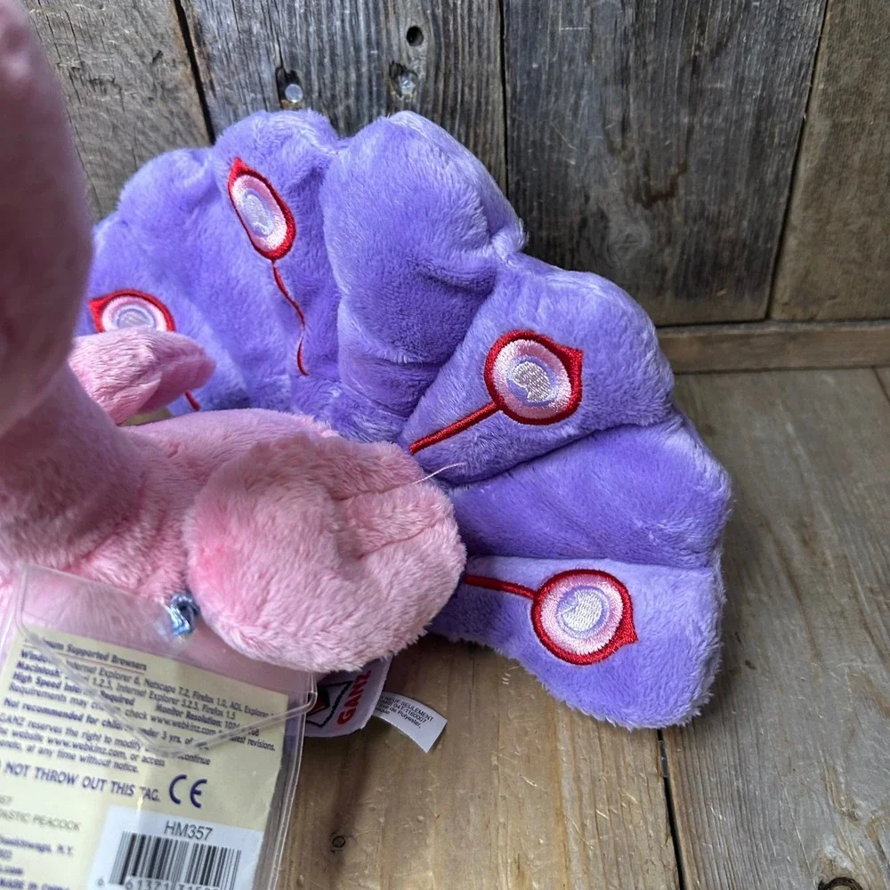 Ganz Webkinz Pinktastic Peacock Plush Pink Purple Bird HM357 Retired NWT